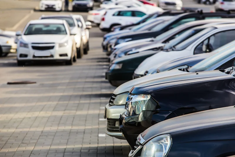 Parking lot full of vehicles, we remove junk cars from lots and driveways in Barrie